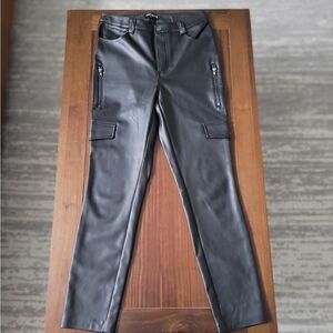 Steve Madden Black Imitation Leather Pants with Zipper Details, Size S